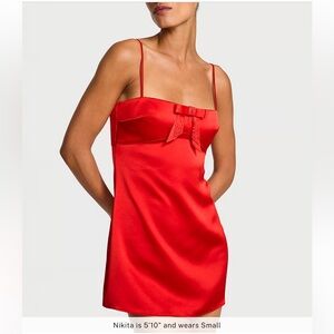 Victoria's Secret DREAM ANGELS Twinkle Bow Satin Mini Slip Dress